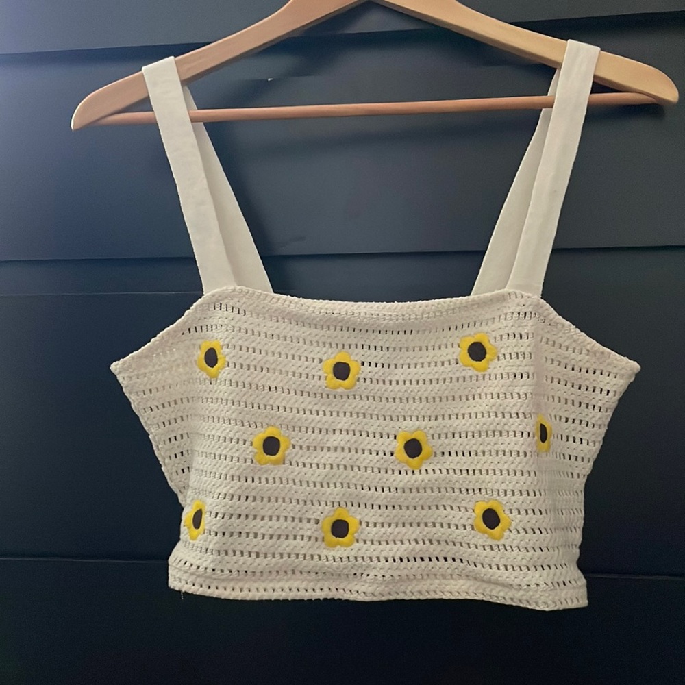 “ Crocheted “ Sunflower crop top